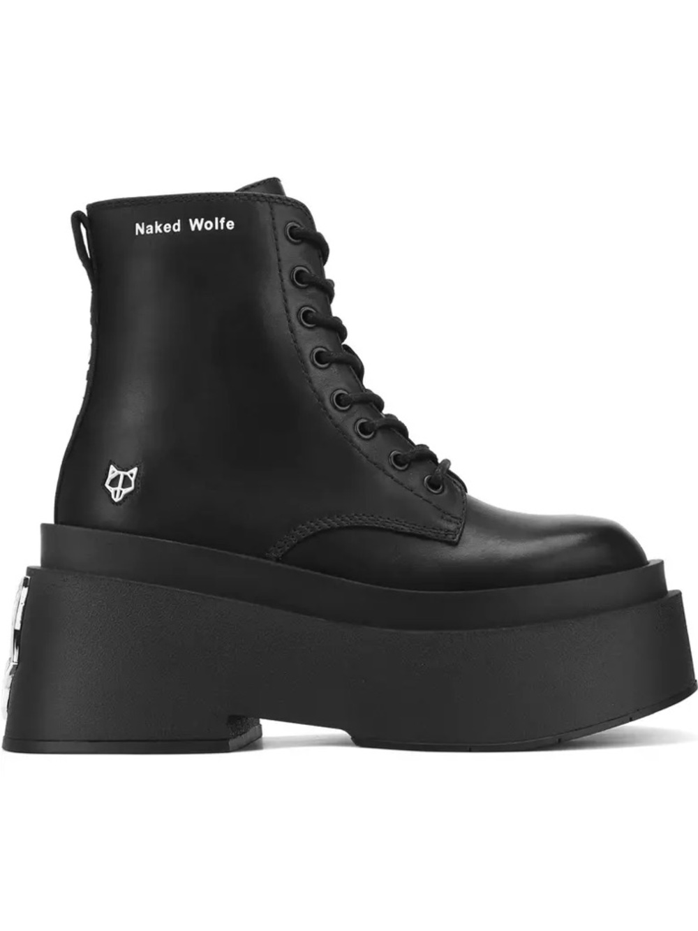 Naked Wolfe Black Chunky Platform Lace-Up Ankle Boots
